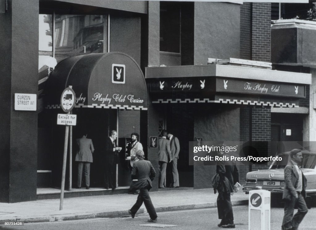 Entertainment London, England. 1981. The front enterance of the Playboy Club in Curzon Street.