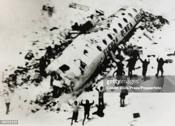 People, Transport, Aviation Disasters pic: December 1972, Survivors from the "Andes Flight Disaster" wait to be rescued, On 13th October 1972 a...