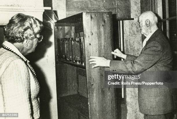 War & Conflict, Amsterdam, Holland Mr Otto Frank, father of Anne Frank, shows Queen Juliana of the Netherlands the hiding place of the Frank family...