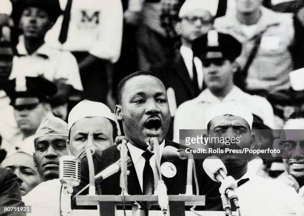 Civil Rights, USA, Personalities, pic: 28th August 1963, Black American Civil Rights leader the Rev, Martin Luther King delivers his famous "I Have A...