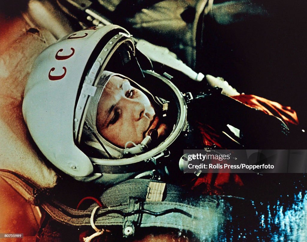 Space Exploration Personalities. pic: circa 1961. Russian cosmonaut Yuri Gagarin, (1934-1968) the first man in space, who completed a circuit of the earth in the spaceship satellite "Vostok" in 1961.