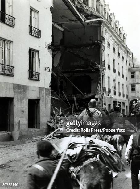 War and Conflict, Spanish Civil War , pic: 27th August 1937, Rebel soldiers riding mules pass a ruined building as they enter Santander, With what...