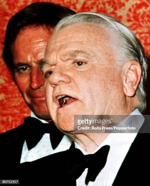 Los Angeles, USA American actors James Cagney and Charlton Heston are pictured at a Hollywood party