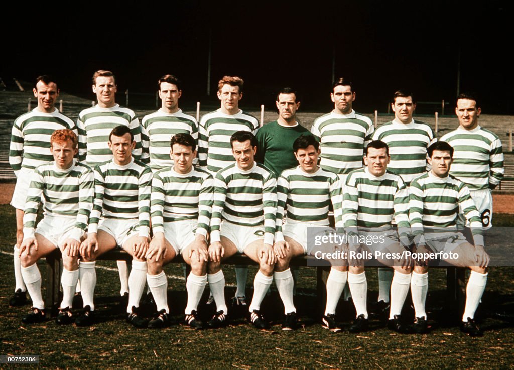 Football 1967. A team group picture of Glasgow Celtic FC, who went on to win the European Cup against Inter Milan. The Picture shows (From left to Right) Back row; Willie O'Neill, Billy McNeill, Tommy Craig, Tommy Gemmell, Ronnie Simpson, John Hughes, Bo