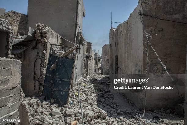 Ruined streets near al-Nuri mosque complex on June 29 in Mosul, Iraq. The Iraqi Army, Special Operations Forces and Counter-Terrorism Services made a...