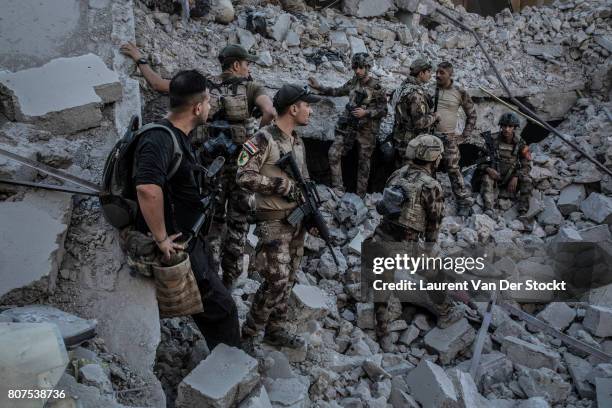 Iraqi soldiers in al-Nuri mosque complex on June 29 in Mosul, Iraq. The Iraqi Army, Special Operations Forces and Counter-Terrorism Services made a...