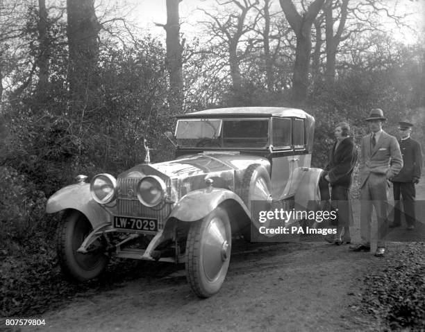 Lord and Lady Louis Mountbatten with the Rolls-Royce Silver Ghost which was one of Lady Mountbatten's wedding presents to her husband.