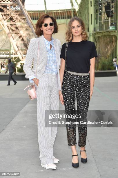 Ines De La Fressange with her daughter Violette Marie d'Urso attend the Chanel Haute Couture Fall/Winter 2017-2018 show as part of Haute Couture...