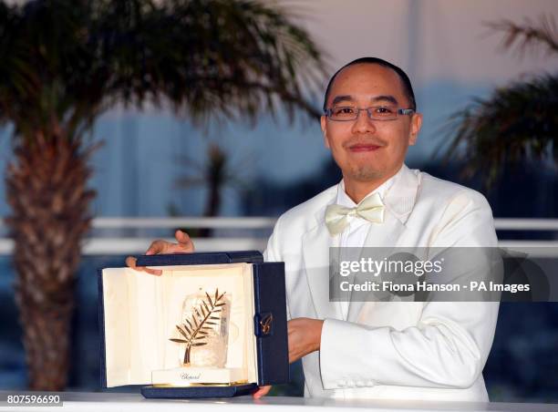 Apichatpong Weerasethakul, winner of the Palme d'Or for his film Uncle Boonmee Who Can Recall His Past Lives at the 63rd Cannes Film Festival, France.