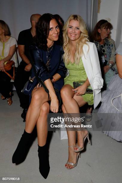 Jenny Knaeble and guest attend the Ewa Herzog show during the Mercedes-Benz Fashion Week Berlin Spring/Summer 2018 at Kaufhaus Jandorf on July 4,...