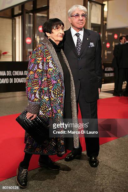 Italian director Luigi Magni and his wife pose during the arrivals for the David di Donatello Movie Awards at the Auditorium della Conciliazione on...