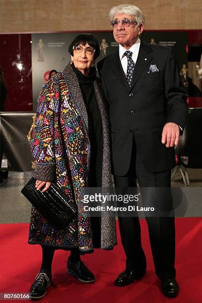 Italian director Luigi Magni and his wife pose during the arrivals for the David di Donatello Movie Awards at the Auditorium della Conciliazione on...