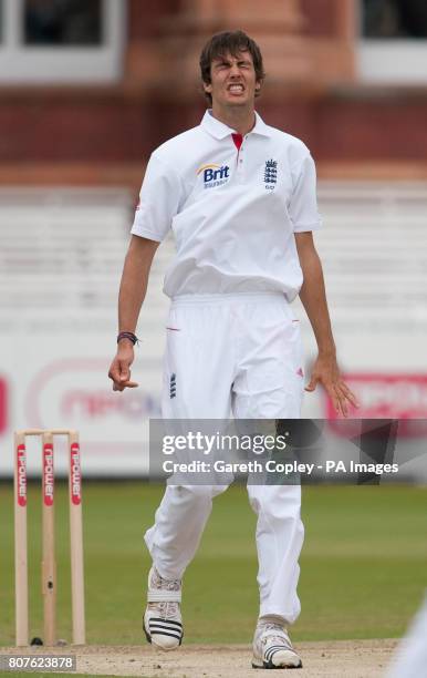 England's Steven Finn during the first nPower Test Match at Lords, London.