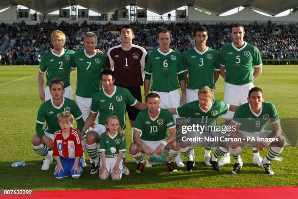 Republic of Ireland's starting line up. Paul McShane, Liam Lawrence, Kieren Westwood, Glenn Whelan, Stephen Kelly and John O'Shea. Kevin Doyle, Sean...