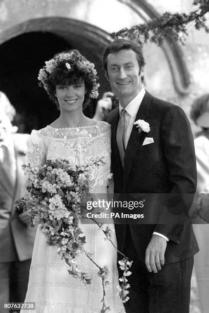 Actress Rachel Ward and Australian actor Bryan Brown at their wedding at her father's estate Cornwell Manor, near Chipping Norton, Oxfordshire.