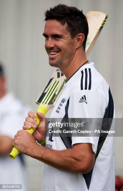 England's Kevin Pietersen during a training session at Old Trafford, Manchester.