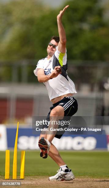 England's James Anderson during a training session at Old Trafford, Manchester.