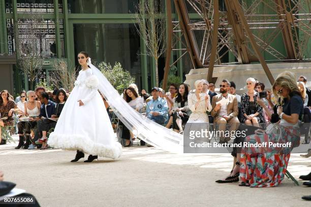 Cara Delevingne, Aziz Ansari, Alessandra Mastronardi, Tilda Swinton, her husband Sandro Kopp and Katy Perry attend the Chanel Haute Couture...