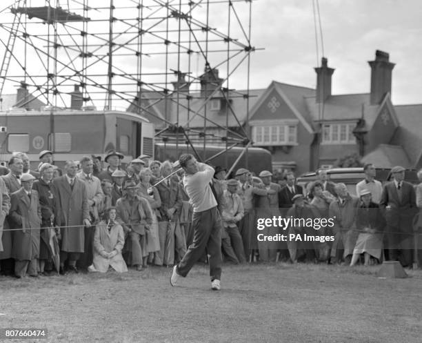 Australian golfer Peter Thomson in play during the Open Golf Championship