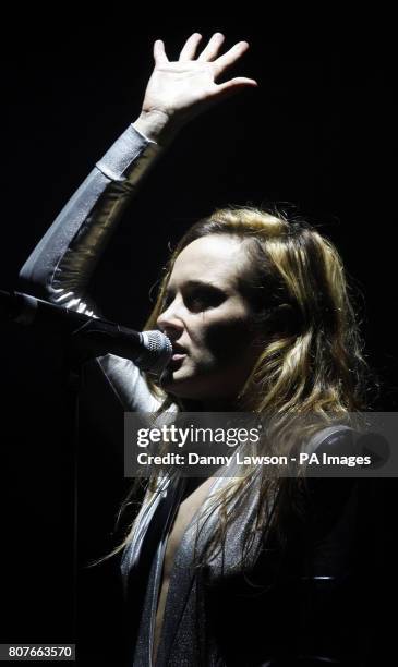 Jess Mills performs with Leftfield on the main stage at Rock Ness near Inverness, Scotland.