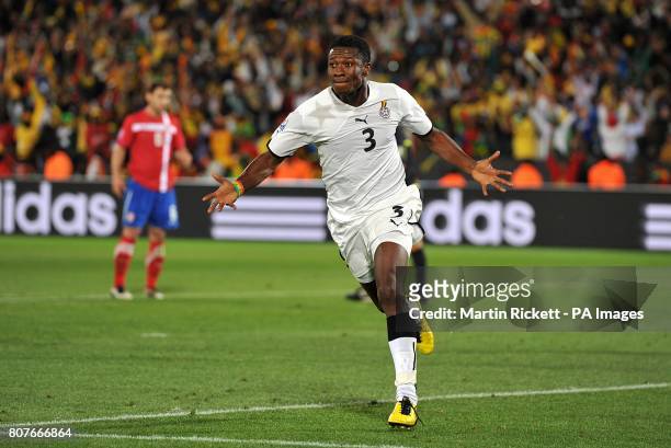 Ghana's Asamoah Gyan celebrates scoring his sides first goal of the game