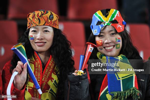 North Korea fans in the stands prior to kick off