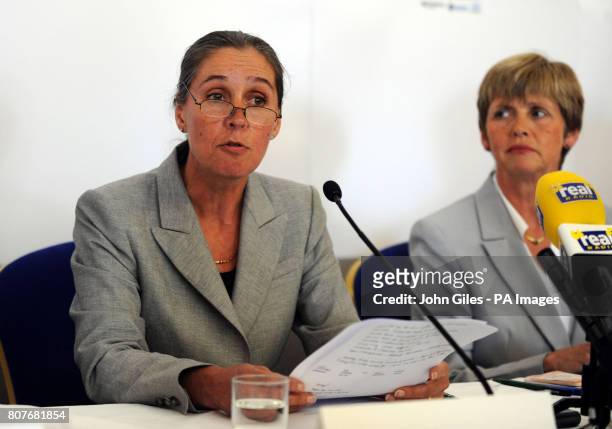 Alison O'Sullivan and Bron Sanders , members of the serious case review panel, talk to the media about the Shannon Matthews case at a press...