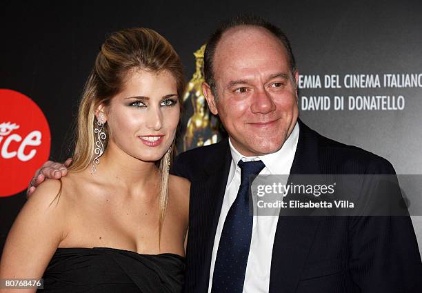 Italian actor Carlo Verdone and his daughter Giulia arrive at the Italian Movie Awards ''David Di Donatello'' at the Auditorium Conciliazione on...