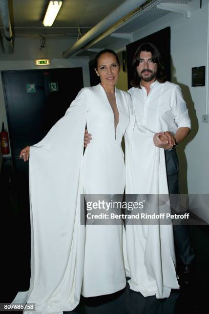 Singer Beatrice Uria-Monzon and Stylist Stephane Rolland attend the Stephane Rolland Haute Couture Fall/Winter 2017-2018 show as part of Haute...