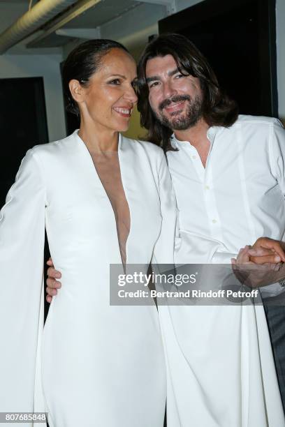 Singer Beatrice Uria-Monzon and Stylist Stephane Rolland attend the Stephane Rolland Haute Couture Fall/Winter 2017-2018 show as part of Haute...