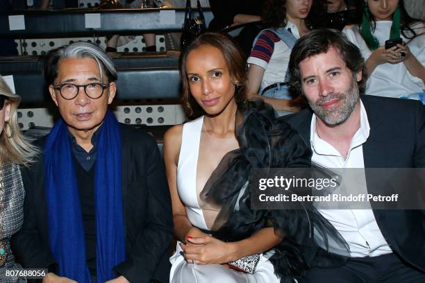 Stylist Kenzo Takada, Sonia Rolland and her husband Jalil Lespert attend the Stephane Rolland Haute Couture Fall/Winter 2017-2018 show as part of...