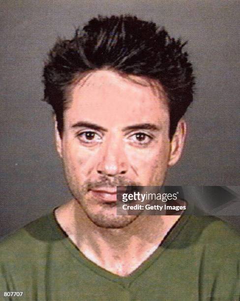 Actor Robert Downey, Jr. Poses a for a police mug shot April 24, 2001 in Culver City, CA. The actor was arrested by officers of the Culver City...