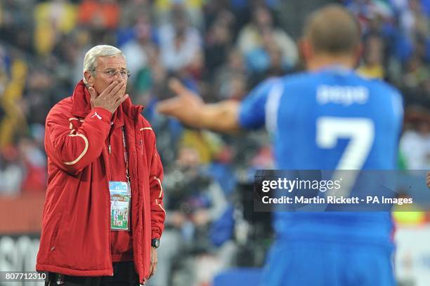 Italy manager Marcelo Lippi reacts on the touchline