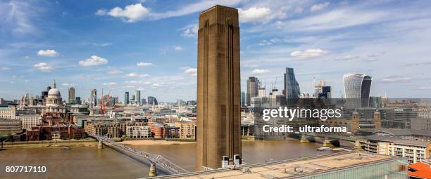 aerial panoramic view of st pauls cathedral and city of london at day - tate modern stock pictures, royalty-free photos & images