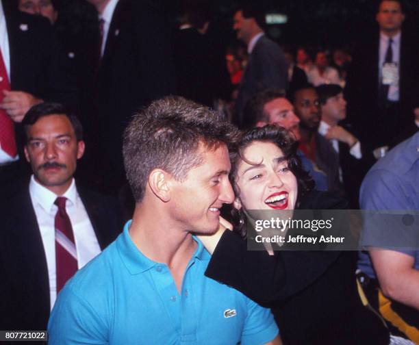 Actor Sean Penn and Singer Madonna ringside at Tyson vs Holmes Convention Hall in Atlantic City, New Jersey January 22 1988.