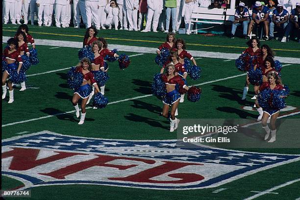 The Buffalo Bills cheerleaders, "The Jills" perform prior to Super Bowl XXVII at the Rose Bowl on January 31, 1993 in Pasadena, California. The...