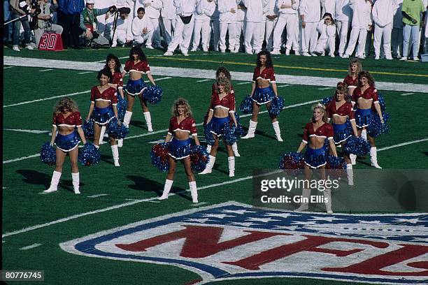 The Buffalo Bills cheerleaders, "The Jills" perform prior to Super Bowl XXVII at the Rose Bowl on January 31, 1993 in Pasadena, California. The...