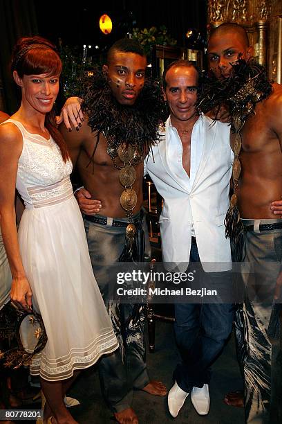 Fashion designer Lloyd Klein and models pose at Lloyd Klein's "Luxury Bespoke" Event on April 18, 2008 at the Couture Laboratory in Los Angeles,...