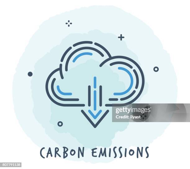 cloud line icon - co2 emissions icon stock illustrations