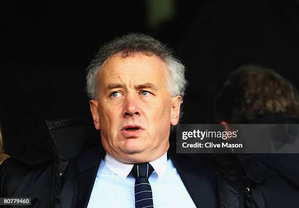 Rick Parry the Chief Executive of Liverpool Football Club is seen in the stand before the Barclays Premier League match between Fulham and Liverpool...