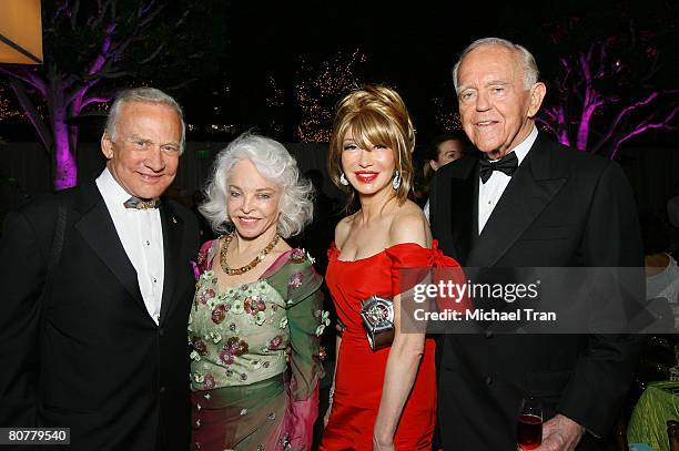 Astronaut Buzz Aldrin, wife Lois Aldrin, Elizabeth Segerstrom and Henry Segerstrom attends the 40th Anniversary Gala honoring Placido Domingo...