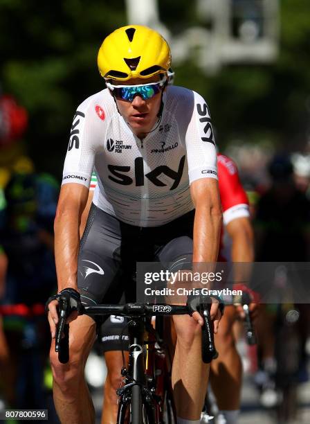 Chris Froome of Great Britain and Team Sky rides during stage four of Le Tour de France 2017 on July 4, 2017 in Vittel, France.