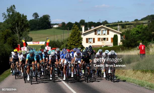 The Peleton rides during stage four of Le Tour de France 2017 on July 4, 2017 in Vittel, France.