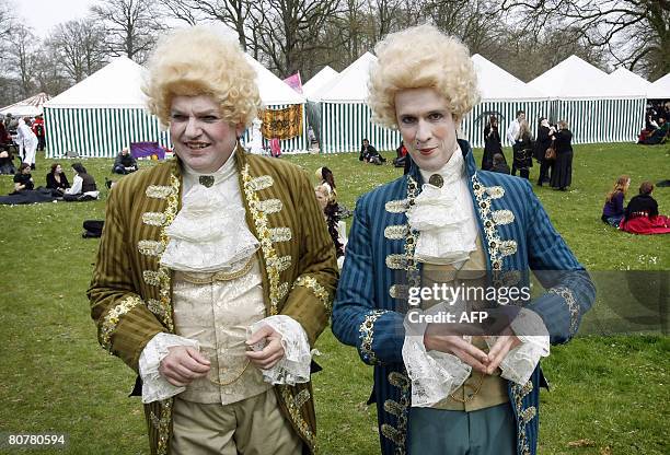 Few visitors of the Elf Fantasy Fair pose in Haarzuilens, on April 19 dressed as their favourite fantasy figure. Fantasy lovers gather this weekend...