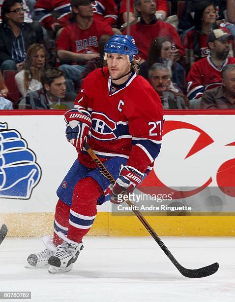 Alexei Kovalev of the Montreal Canadiens skates against the Boston Bruins during game five of the 2008 NHL conference quarter-final series at the...