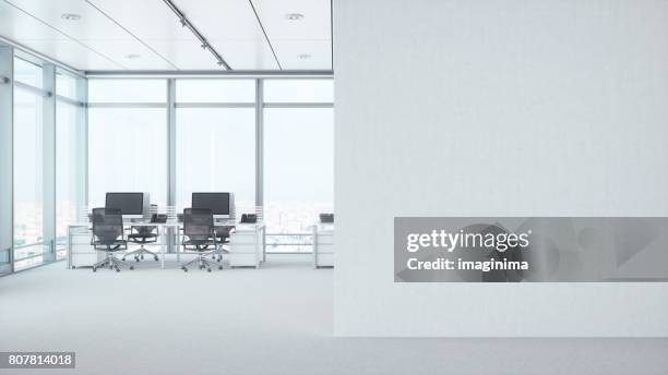 oficina vacía habitación con la pared en blanco blanco - pared blanca fotografías e imágenes de stock