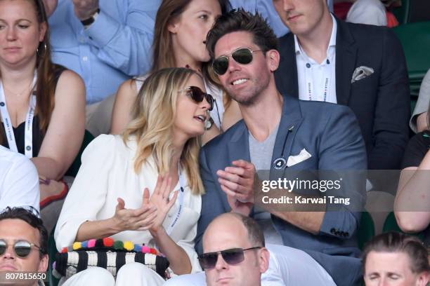 Actress Joanne Froggatt and husband James Cannon attend day 2 of Wimbledon 2017 on July 4, 2017 in London, United Kingdom.