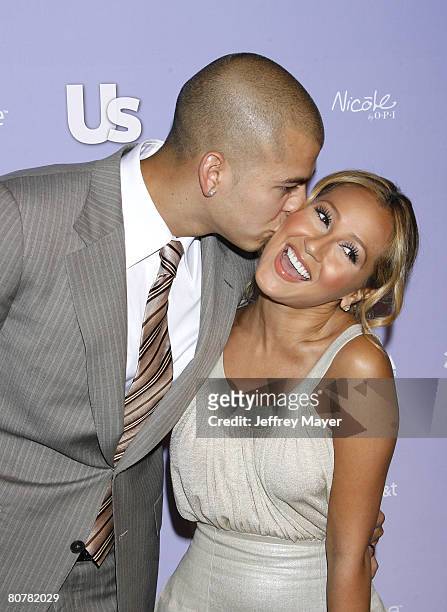 Robert Kardashian and girlfriend actress/singer Adrienne Bailon arrive at the US Weekly Hot Hollywood 2008 on April 17, 2008 at Beso Restaurant in...