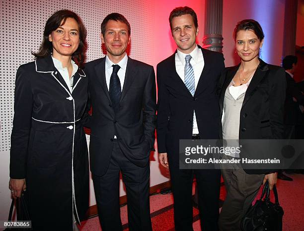 German TV hostes Maibrit Illner and her boyfriend and CEO of Deutsche Telekom Rene Obermann and Oliver Bierhoff , manager of the German National...