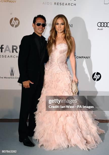 Jennifer Lopez and Marc Anthony arriving for the amfAR Cinema Against AIDS 2010 fundraiser at the Hotel Du Cap, Eden Roc, Cap D'Antibes during the...